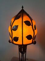 Smeedijzeren Art Nouveau lamp pâte de verre - Lampe de table