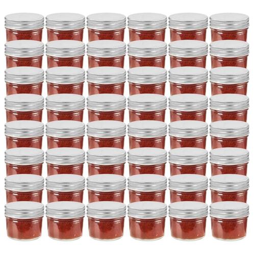 vidaXL Jampotten met zilverkleurige deksels 48 st 110 ml, Huis en Inrichting, Keuken | Potten en Pannen, Nieuw, Verzenden