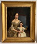 Italiaanse school (XIX) - Ritratto madre e figlia, Antiek en Kunst
