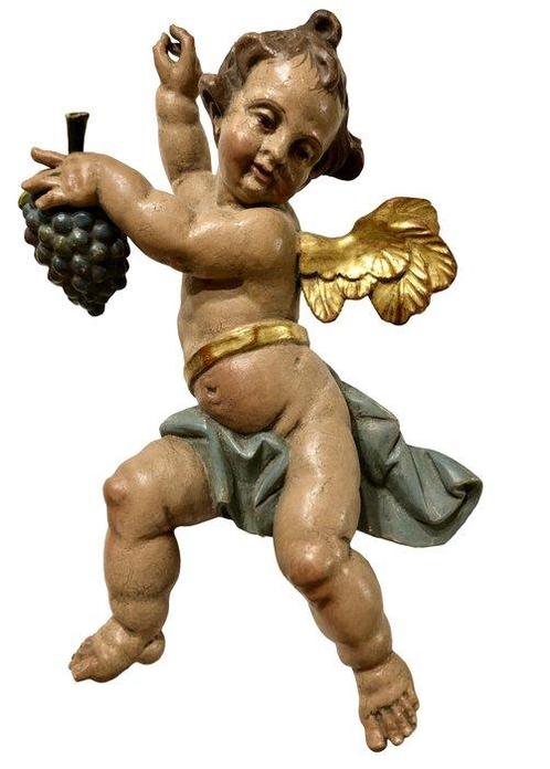 Snijwerk, Putto mit Trauben - 40 cm - Lindehout, Antiek en Kunst, Kunst | Niet-Westerse kunst