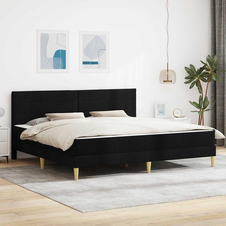 vidaXL Bedframe Zwart 200 x 200 cm Polyester, Huis en Inrichting, Slaapkamer | Matrassen en Bedbodems, Nieuw, Verzenden