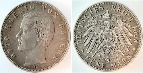 Duitsland 5 Mark Otto v Bayern 1908d sehr schoen J46 Otto, Postzegels en Munten, Munten | Europa | Niet-Euromunten, België, Verzenden