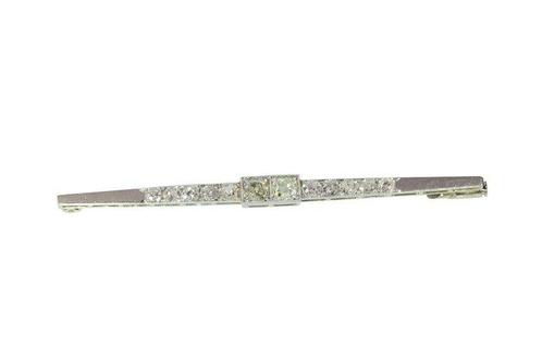 Broche - 18 carats Or blanc - 1.78ct. tw. Diamant, Handtassen en Accessoires, Antieke sieraden