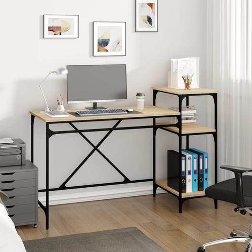 vidaXL Bureau schappen 135x50x90 bewerkt hout en ijzer, Huis en Inrichting, Bureaus, Nieuw, Verzenden
