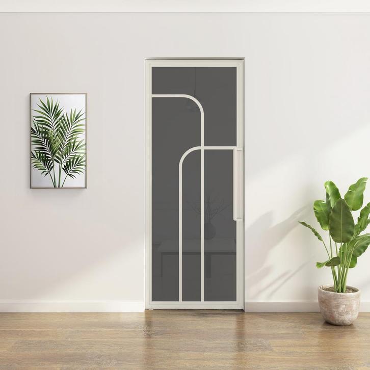 Stalen Taatsdeur - Wit - 4 Vlaks rond - Rook glas, Bricolage & Construction, Fenêtres & Moustiquaires