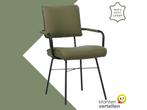 Leren eetkamerstoel Solid met armleuning - Toledo Olive, Huis en Inrichting, Stoelen, Overige kleuren, Nieuw, Leer, Ophalen of Verzenden