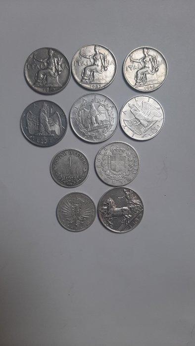 Italië. Vittorio Emanuele III. Lotto 10 monete con argenti, Postzegels en Munten, Munten | Europa | Niet-Euromunten