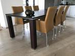 Set van 6 leren eetkamerstoelen met wieltjes en armleuning -, Overige kleuren, Nieuw, Leer, Ophalen of Verzenden
