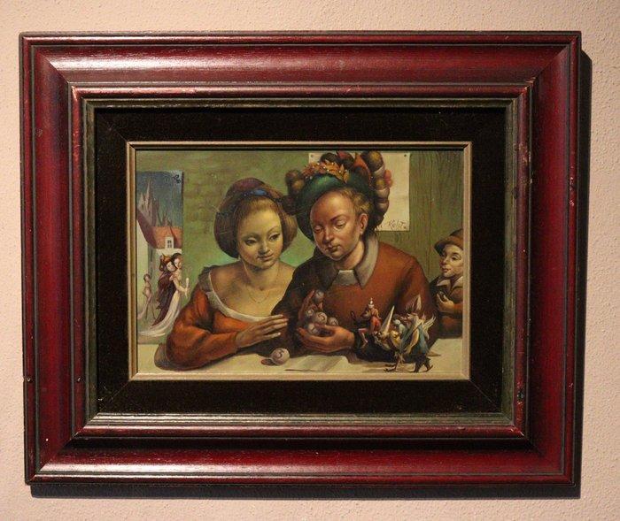 Jean-Paul Uytterelst (1929) - Surrealistisch genretafereel -, Antiek en Kunst, Kunst | Schilderijen | Klassiek