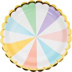 Borden Strepen Pastel 23cm 8st, Verzenden, Nieuw