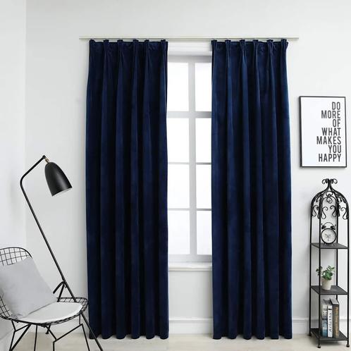 vidaXL Gordijnen verduisterend 2 st met haken 140x245 cm, Huis en Inrichting, Stoffering | Gordijnen en Lamellen, Nieuw, Verzenden