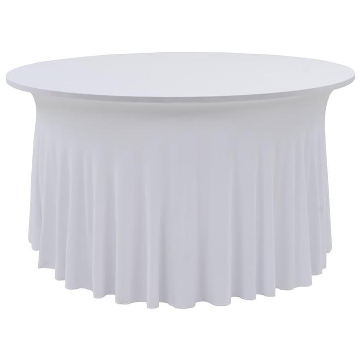 vidaXL 2 st Tafelhoezen stretch met rok 120x74 cm wit, Tuin en Terras, Tuinmeubel-accessoires, Nieuw, Verzenden