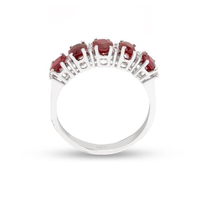 Ring - 18 karaat Witgoud Robijn - Diamant, Handtassen en Accessoires, Ringen