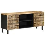 vidaXL Tv-meubel 105x33,5x46 cm massief ruw mangohout zwart, Huis en Inrichting, Woonaccessoires | Cd- en Dvd-rekken, Verzenden