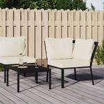 vidaXL Tuinstoel met zandkleurige kussens 76x76x79 cm staal, Tuin en Terras, Tuinsets en Loungesets, Verzenden, Nieuw