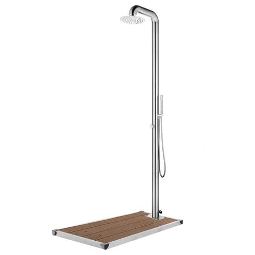 vidaXL Buitendouche met bruine basis 230 cm roestvrij staal, Tuin en Terras, Zwembaden, Nieuw, Verzenden