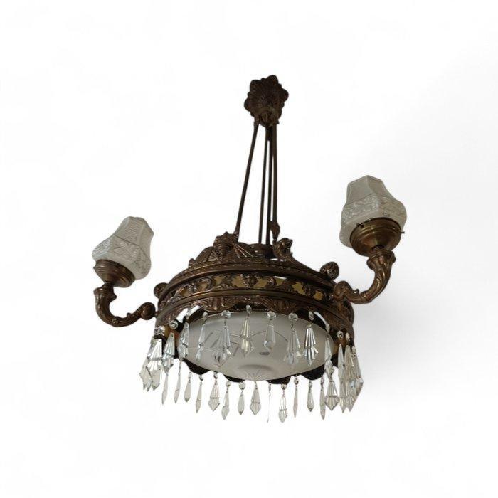 Kroonluchter - Messing, Glas, Kristal, Art Nouveau, Antiek en Kunst, Curiosa en Brocante