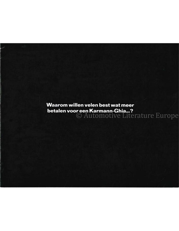 1968 VOLKSWAGEN KARMANN GHIA BROCHURE NEDERLANDS, Boeken, Auto's | Folders en Tijdschriften