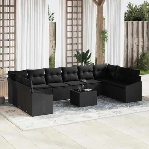 vidaXL 11-delige Tuin Eetset met Kussens Beige Poly Rattan, Tuin en Terras, Tuinsets en Loungesets, Nieuw, Verzenden
