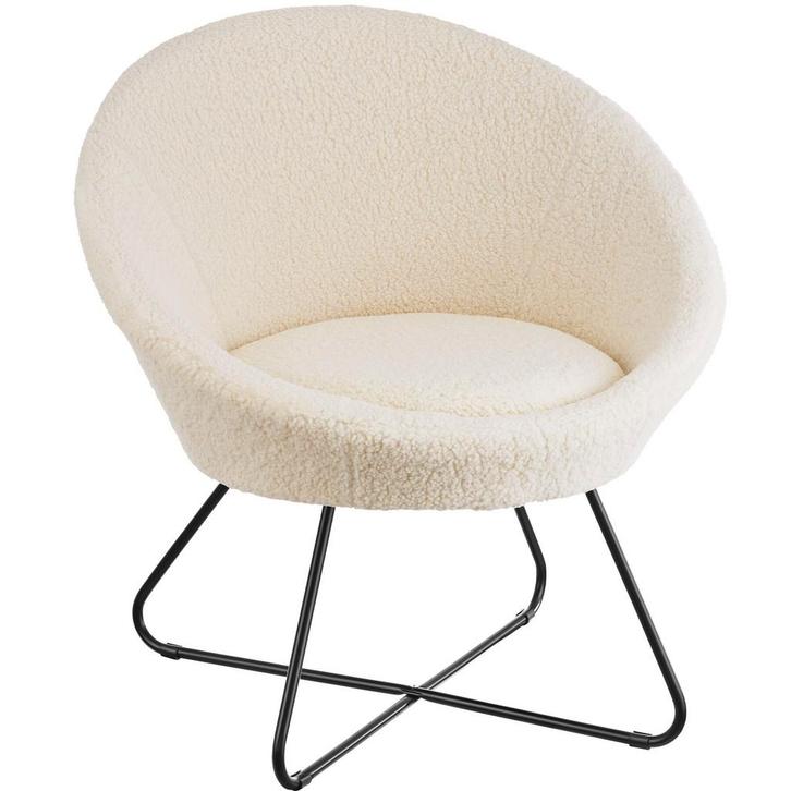 tectake Loungestoel Centera, gestoffeerd, rond - Bouclé gebr, Huis en Inrichting, Stoelen, Verzenden
