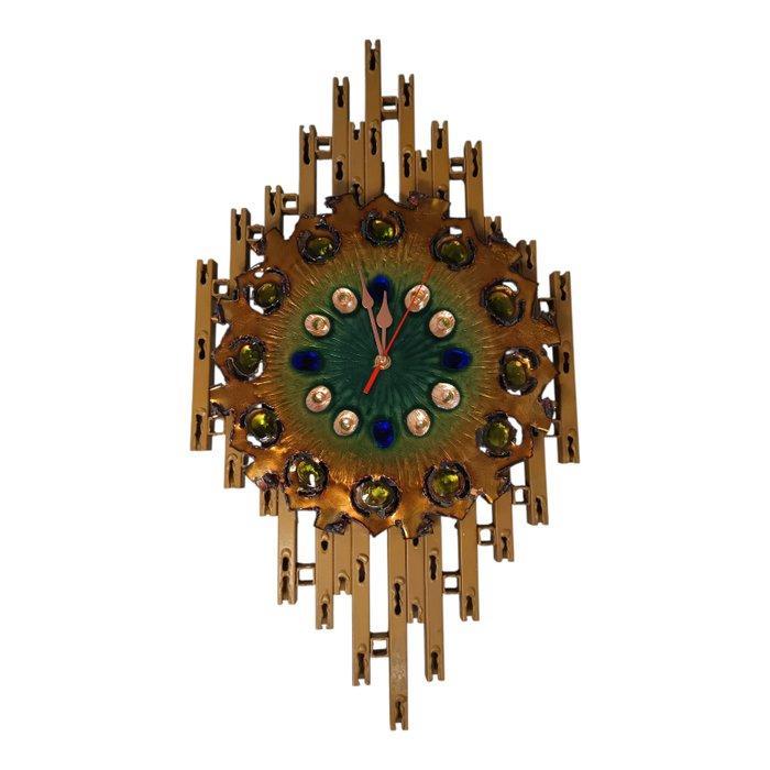 Klok - Franco Bastianelli Brutalist - Gelakt messing -, Antiek en Kunst, Curiosa en Brocante