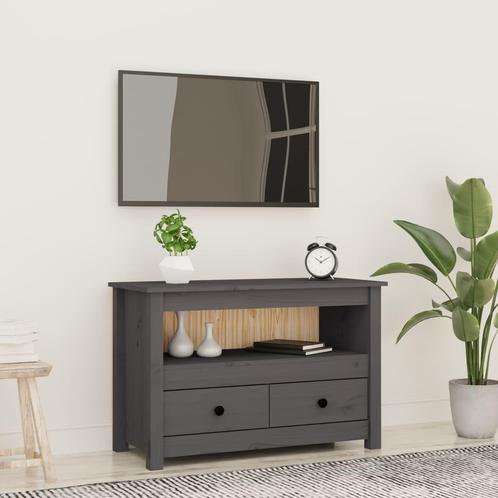 vidaXL Meuble TV Gris 79x35x52 cm Bois de pin massif, Maison & Meubles, Armoires | Mobilier de télévision, Neuf, Envoi