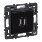 Legrand Stopcontact met 2 USB Type A poorten Zwart Volledig, Verzenden, Nieuw