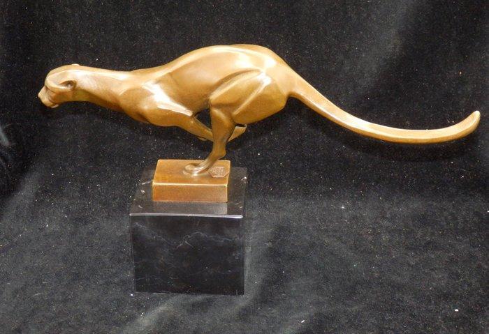 sculptuur, Grote bronzen Art Deco Jaguar - 20 cm - Brons,, Antiek en Kunst, Curiosa en Brocante