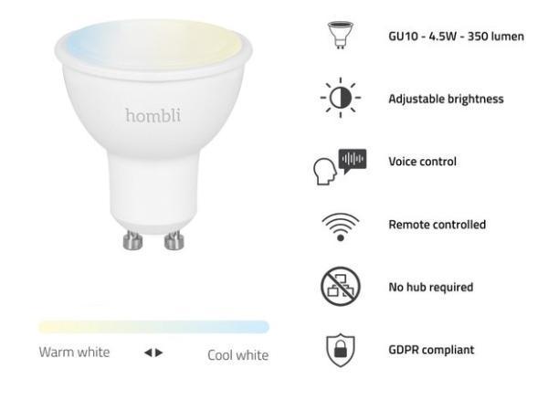 Veiling - Hombli Slimme verlichting - WiFi-lamp, Huis en Inrichting, Lampen | Losse lampen, Gebruikt