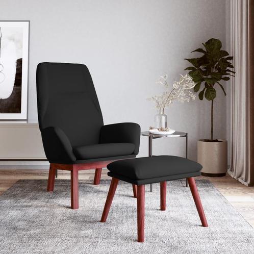vidaXL Relaxstoel met voetenbank stof zwart, Huis en Inrichting, Fauteuils, Nieuw, Verzenden