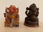 Twee Ganesha-beelden - Hout - India - 1970-1980, Antiek en Kunst