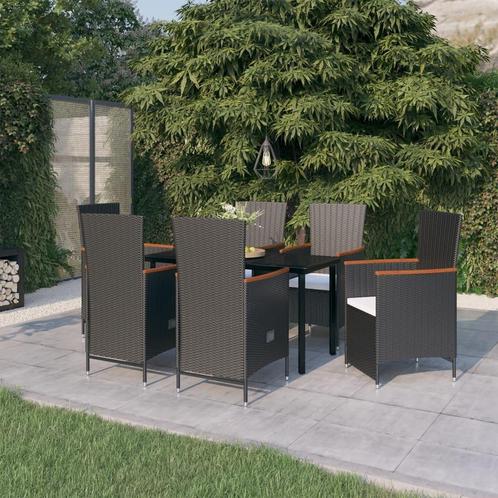 vidaXL 7-delige Tuinset met kussens zwart, Tuin en Terras, Tuinsets en Loungesets, Tuinset, Nieuw, Verzenden