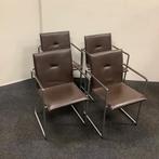 Complete set van 4 stuks ARCO frame eetkamerstoelen, leder