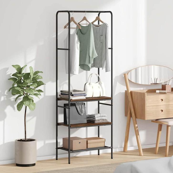 vidaXL Kledingrek met planken Anders Gerookt eiken 60 x 30 x, Huis en Inrichting, Kasten | Kleerkasten, Nieuw, Verzenden