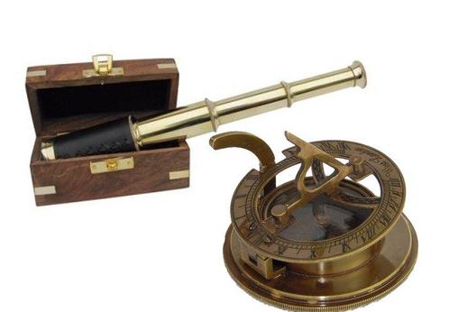 Telescoop en kompas van messing - geen minimumprijs  (2) -, Antiek en Kunst, Curiosa en Brocante