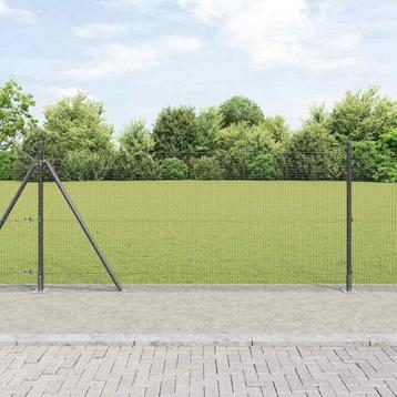 vidaXL Hek met Palen Grijs 1 x 50 m Staal, Verzenden