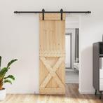 vidaXL Schuifdeur met beslag 70x210 cm massief grenenhout, Doe-het-zelf en Bouw, Deuren en Vliegenramen, Verzenden, Nieuw