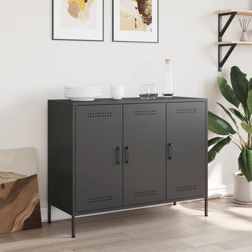 vidaXL Buffet noir 100,5x39x79 cm acier, Maison & Meubles, Armoires | Dressoirs, Neuf, Envoi