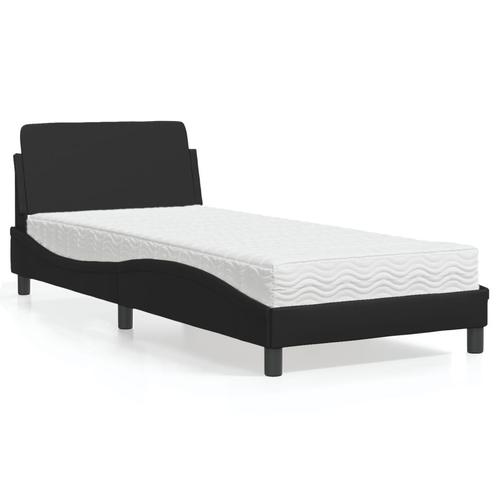 vidaXL Lit avec matelas noir 90x190 cm similicuir, Maison & Meubles, Chambre à coucher | Lits, Neuf, Envoi