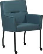 Blauwe leren moderne eetkamerstoel - Toledo Leer Whale, Huis en Inrichting, Stoelen, Overige kleuren, Nieuw, Leer, Ophalen of Verzenden