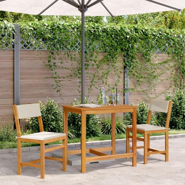 vidaXL 3-delige Balkonset met kussens massief acaciahout, Tuin en Terras, Tuinsets en Loungesets, Nieuw, Verzenden