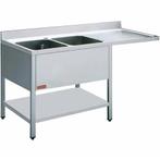 Spoeltafel | RVS | 2 Spoelbakken (Links) + Afdruipvlak |, Verzenden