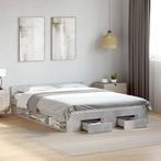 vidaXL Bedframe met lades bewerkt hout betongrijs 160x200 cm, Huis en Inrichting, Slaapkamer | Bedden, Verzenden, Nieuw