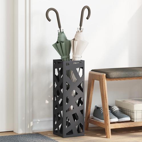 vidaXL Paraplubak Zwart 15,5x15,5x49 cm Staal, Huis en Inrichting, Woonaccessoires | Paraplubakken, Nieuw, Verzenden