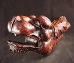 sculptuur, Leeuwenkop - 50 cm - Hout, Antiquités & Art, Antiquités | Céramique & Poterie