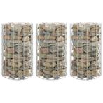 vidaXL Gabion plantenbakken 3 st rond verhoogd Ø30x50 cm, Tuin en Terras, Bloempotten, Verzenden, Nieuw