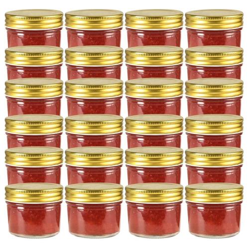 vidaXL Jampotten met goudkleurige deksels 24 st 110 ml glas, Huis en Inrichting, Keuken | Potten en Pannen, Nieuw, Verzenden
