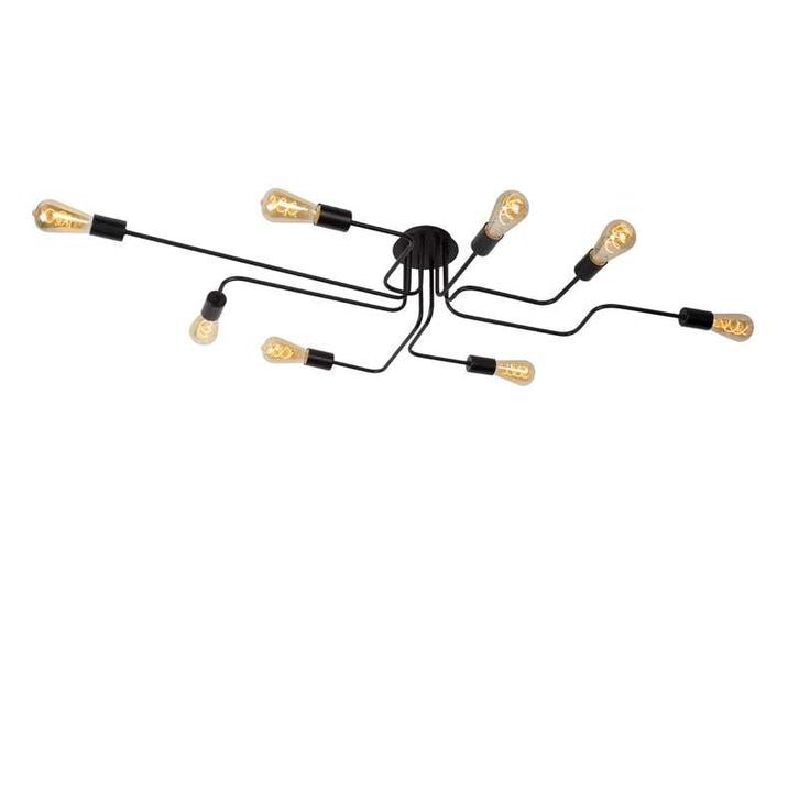 Lucide LESTER - Plafonnière - 8xE27 - Zwart -, Huis en Inrichting, Lampen | Losse lampen, Nieuw, Verzenden