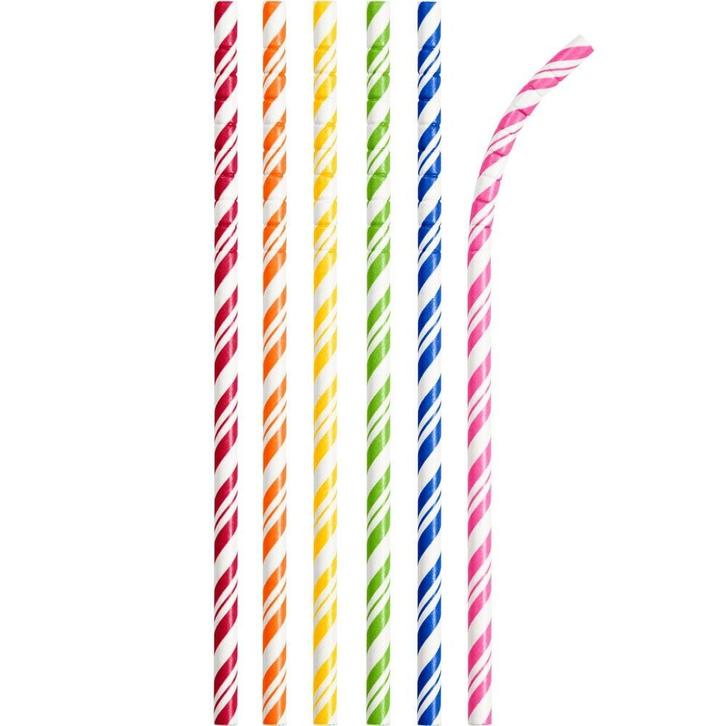 Gekleurde Rietjes Gestreept 24st, Hobby en Vrije tijd, Feestartikelen, Nieuw, Verzenden