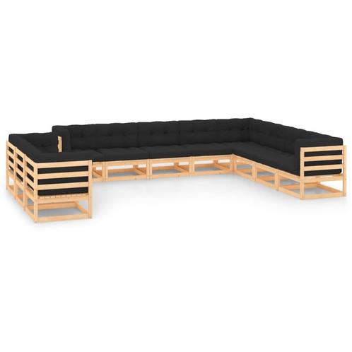 vidaXL 11-delige Loungeset met antracietkleurige kussens, Tuin en Terras, Tuinsets en Loungesets, Loungeset, Nieuw, Verzenden